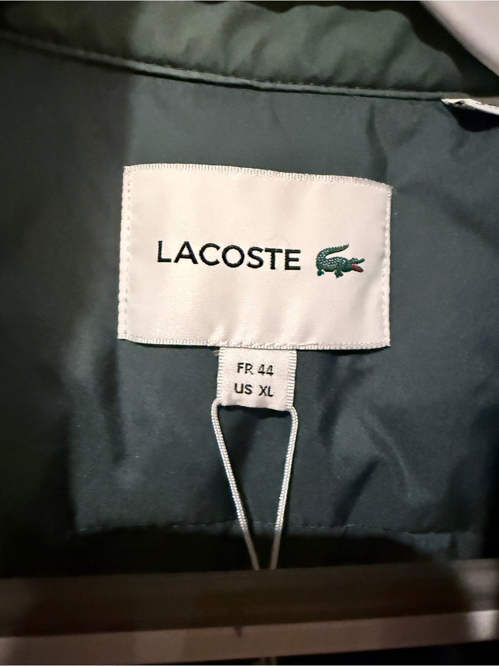 Lacoste Dark Teal Puffer Jacket with Price Tag